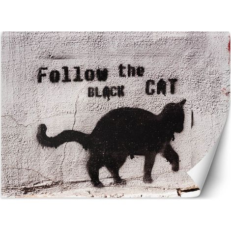Fototapete Banksy Graffiti Schwarze Katze 150x105 cm (1/5)