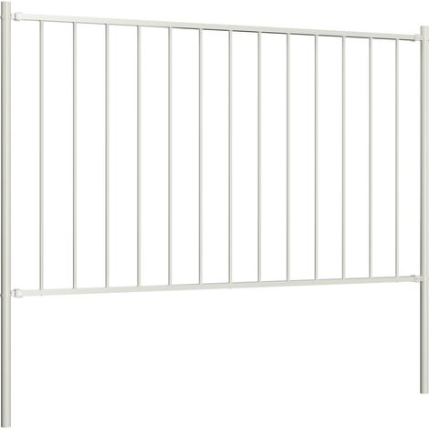 Panneau clôture et poteaux acier enduit de poudre 1,7x1 m blanc CFW9694630 (1/4)