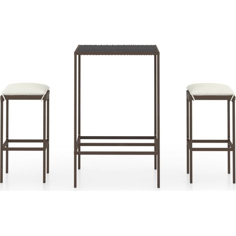 Maison Exclusive - 3-tlg. Gartenbar-Set mit Kissen Poly Rattan Br