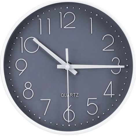 Horloge murale ronde silencieuse de 20 cm - Convient aux bureaux, cuisines, salons, chambres d'enfants et écoles - Grise (1/5)
