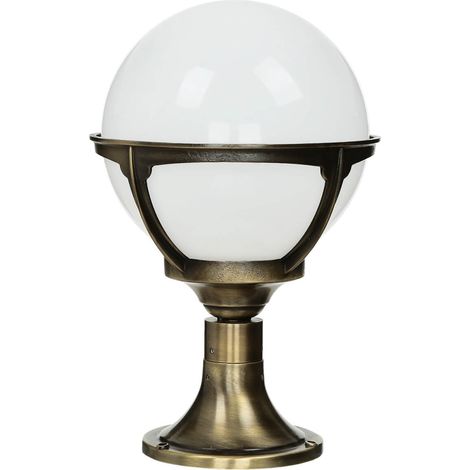 Stehlampe außen 38 cm E27 IP44 Haus Terrasse Messing massiv Rustikal Stehleuchte