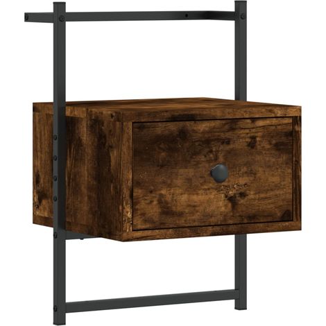 Comodino sospeso con cassetto 35 x 30 x 51 cm cm MDF marrone e metallo DEC034253