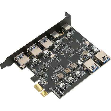 PCI-E-Karte mit 7 USB 3.0 5-Gbit/s-Anschlüssen, kompatibel mit Windows, Mac OS und Linux, mit rückseitigen Anschlüssen (1/5)