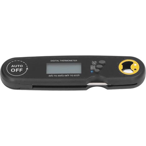 Faltbares, wasserdichtes, elektrisches Lebensmittelthermometer mit Sonde für Fleisch, schnelle Temperaturmessung, ideal zum Grillen, schwarz. (1/5)