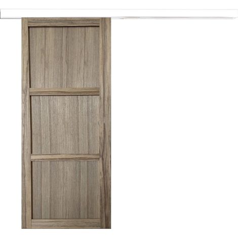 Puerta corredera Frake de 3 paneles H204 x L73 cm, riel de banda blanca para GD MENUISERIES