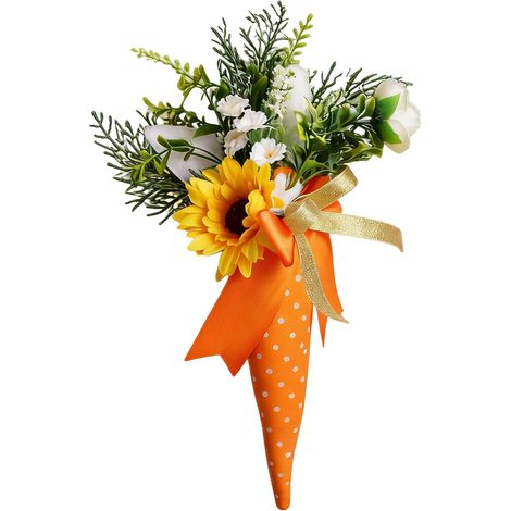 Ornements de Pâques Décor Printanier en Bouquet de et Carotte Ornements Festifs Pour Intérieur Extérieur Salle De Classe Bureau Fête Porte Fenêtre (1/5)