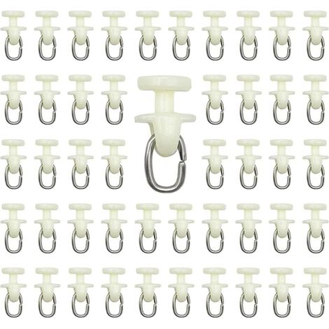 (Blanc)100 pièces Rail intérieur Crochet de Rideau Rail Glisseur Rail,Rideaux Poulie à Rideau en Plastique (1/5)