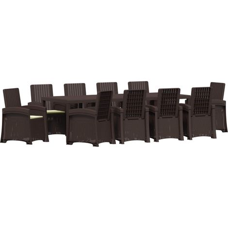 Maison Exclusive - Set da Pranzo per Giardino 11 pz Marrone e Crema PP (1/5)