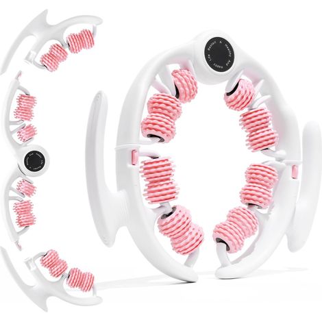 Rullo massaggiante manuale - Rullo anticellulite per gambe, addome e vita - Massaggiatore per muscoli e fasce per il rilassamento - Rosa