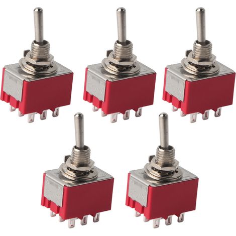 Lot de 5 interrupteurs à bascule ONON 3PDT 9 broches 6mm 2A/250VAC 5A/125VAC (1/5)