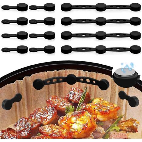 Boucle Magnétique En Silicone Pour Friteuse à Air Aimants En Silicone Pour Friteuse à Air Air Fryer Magnets Silicone Buckle 12pcs Accessoires Air Fryer pour Doublures En Papier Parchemin (noir) (1/5)