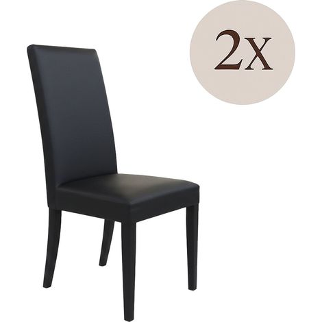 Set di Sedie Ferraris, 2 Sedie, Imbottito, Effetto Laccato, Nero