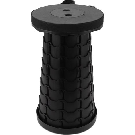 Tabouret télescopique robuste en ABS et PP, capacité de charge élevée, pliable et portable, stable pour pêche, camping et voyage, noir et gris (1/5)