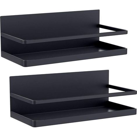 Lot de 2 porte-épices magnétiques – Faciles à installer sur le côté du réfrigérateur / Étagères de rangement pour cuisine, gain de place et organisation des placards (1/5)