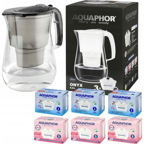 Caraffa filtrante Aquaphor Onyx 4.2 nera con 3 filtri standard e 3 filtri al magnesio (1/5)