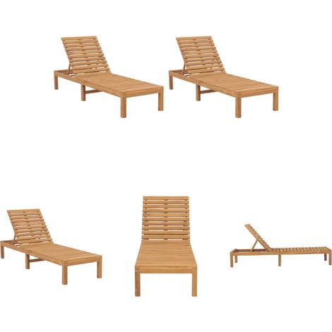 Sonnenliege - vidaXL Sonnenliegen 2 Stk. Massivholz Teak - Gartenmöbel (1/5)