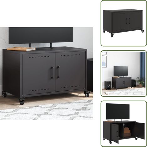 TV-Schrank Schwarz 68x39x43,5 cm Stahl - TV-Schrank - TV-Schränke - TV-Möbel - TV-Ständer (1/5)
