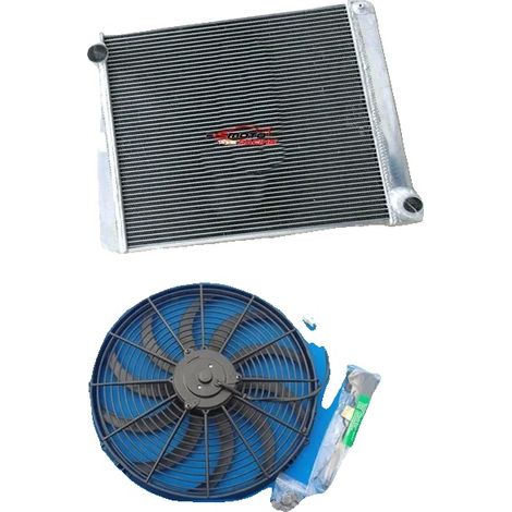 Radiador de aluminio, tamaño del núcleo 490 mm x 435 mm x 52 mm, tamaño total 500 mm x 555 mm x 70 mm, tamaño de entrada 38 mm, tamaño de salida 50 mm, 5 filas (1/5)