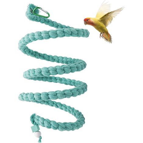 Perchoir en Corde de 150 cm pour Oiseaux, Jouet Balançoire en Spirale, Accessoires de Support pour Cage à Oiseaux, Jouet d'escalade et de Repos pour Perruche, Perroquet, Cockatiel