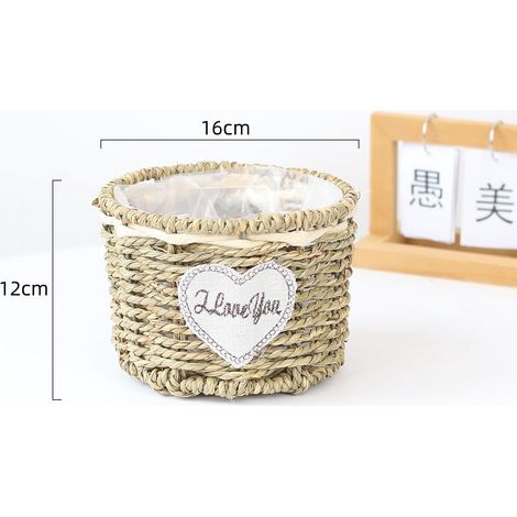 Panier à fleurs cylindrique tressé en herbe petit (1/5)