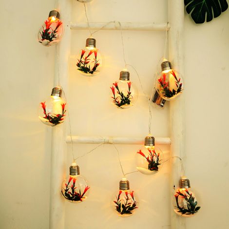 Ortviai Guirlande Lumineuse avec Fleurs Réalistes – 2 m, 10 Ampoules en Forme de Corolle, Alimentée par Piles (3x AA) (1/4)