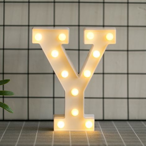 Letras del alfabeto con luces LED de luz blanca cálida para decoración de interiores, fiestas, bares, bodas o festivales (Y) (1/5)