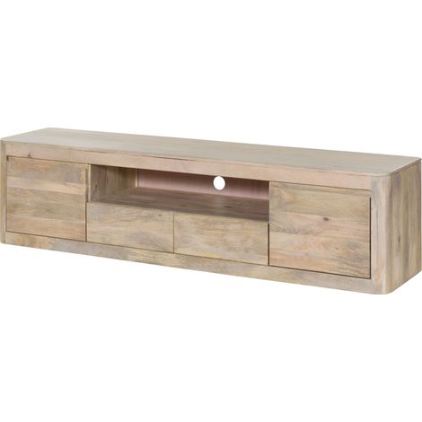 Meuble TV Manguier blanc laqué 200x45x50 cm monté TORONTO 351 (1/4)