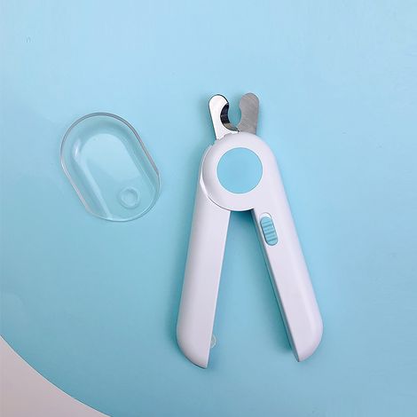 Coupe-ongles pour chiens et chats (bleu) - Lot de 1 - Coupe-ongles professionnel pour animaux de compagnie avec lumières LED et protection anti-éclaboussures pour petits et moyens animaux// (1/5)
