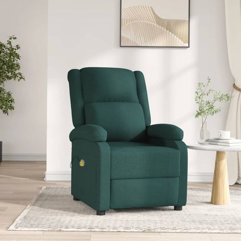 Elektrischer Massagesessel Dunkelgrün Stoff vidaXL (1/5)