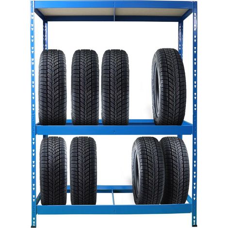 Étagère charge lourde Pour pneus de voiture Bleu 3 Étages 180 x 130 x 50 cm (1/5)