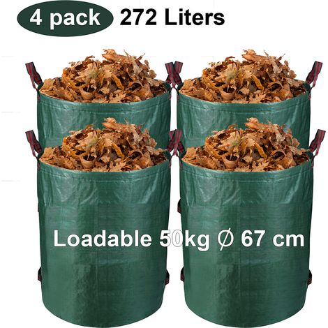 Wolketon Sacchetti di scarti da giardino gartensack sacca da giardino xxl 272l sacchetta da giardino sacca da giardino 4x