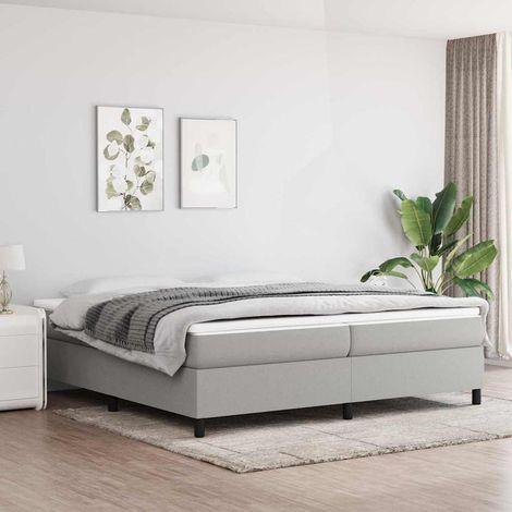 Sommier à ressorts de lit - Sommier pour Adulte et Enfant - Gris clair 200x200 cm Tissu BV994861 - BonneVie (1/5)