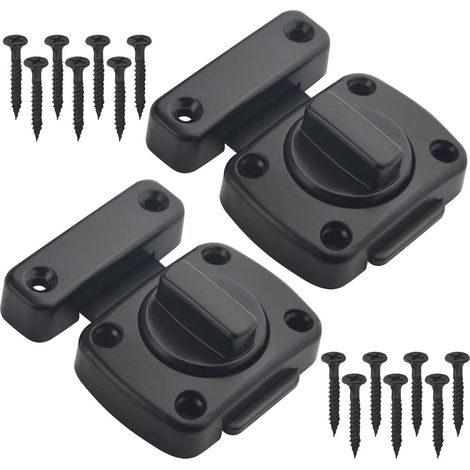 Lot de 2 verrous rotatifs pour porte, portail et barrière (noir)