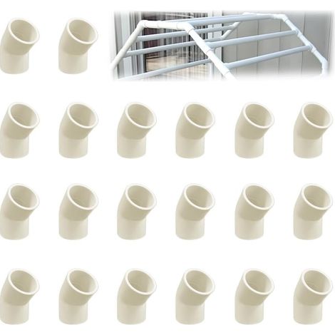 20 Pièces Raccords Coudés, pour raccordement de tuyaux, Blanc PVC,25mm ID,29mm OD,Angle de 135 degrés,Installation facile,Colle non fournie,Solide,Résistant (1/5)