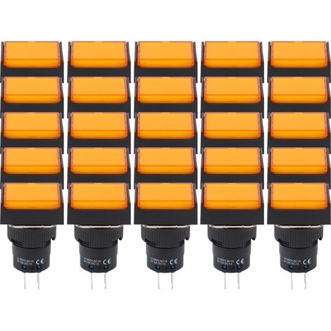 Bouton poussoir industriel 25 pièces, interrupteur de commande ABS avec rondelle, AC 0-240V, composant équipement, bouton poussoir pour panneau, kit interrupteur électrique. (1/5)