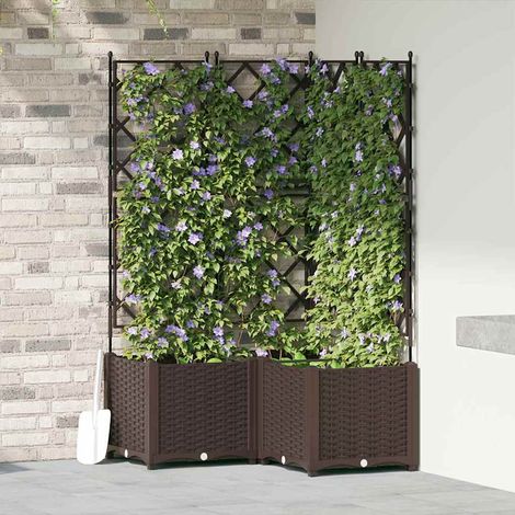 vidaXL Cache-pot de jardin 3 pc Marron 80 x 80 x 143 cm PP (1/5)