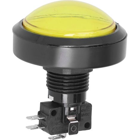 Bouton convexe de 60 mm avec interrupteur à 2 pieds et voyant LED pour console de jeux/machine à grues (jaune)