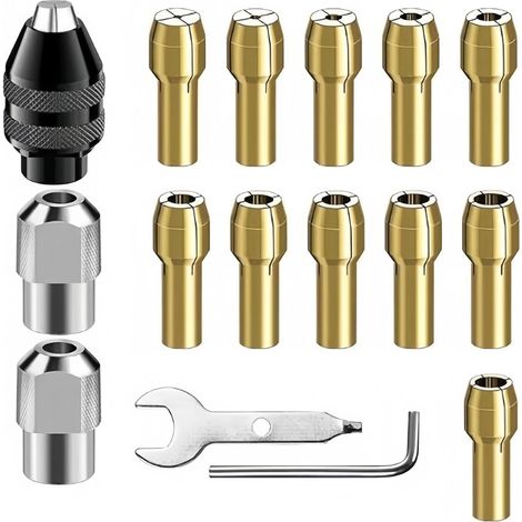 16 Pièces Embout Universel Dremel Mandrin Compatible avec Dremel Précision Mandrin à Pince 0,5mm à 3,2mm Remplacement 4486 à Changement Rapide Pour Accessoires Légers Perceuse à Grande Vitesse (1/5)