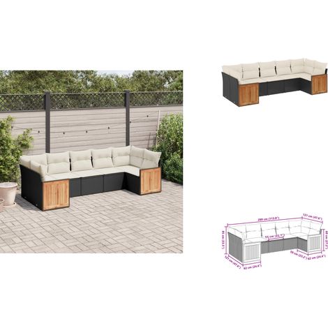 Salon de jardin 7 pcs avec coussins noir résine tressée - Ensemble Salon De Jardin - Meuble Extérieur - Résine Tressée - Rotin Synthétique - Mobilier De Jardin (1/3)