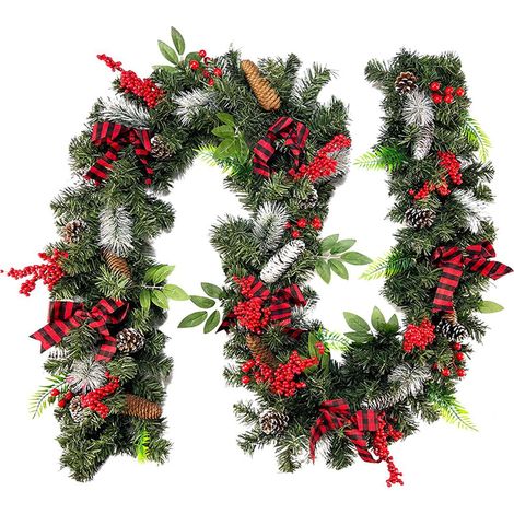Guirlande Artificielle - Sapin De Noël - Pour Cheminée Intérieur Décoration Maison Fêtes - 180 cm - Vert (1/5)
