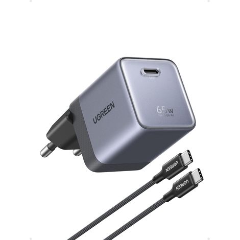 Chargeur USB C Rapide 65W avec Câble (Gris) Compatible avec 17 Pro Max 16 Plus 15 14 13 12 26 25 24 10 9 8 Air Pro M5 M4 M3 M2 M1 (1/5)
