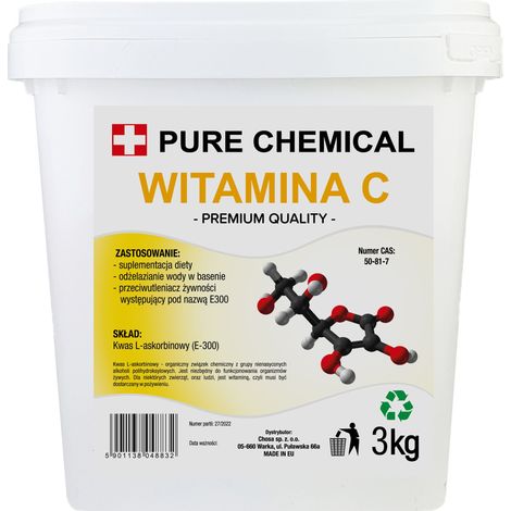 Vitamina C per piscine - Acido L-ascorbico - 3 kg - Manutenzione efficace - Acqua di cristallo