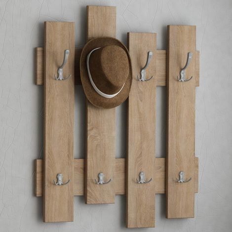Appendiabiti da Muro 64x4x79 cm Attaccapanni con Montaggio a Parete in Legno Quercia (1/4)