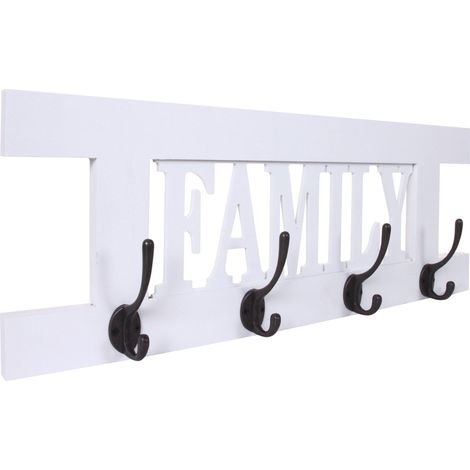 Appendiabiti guardaroba shabby vintage HHG-987 Family 60x21cm bianco laccato