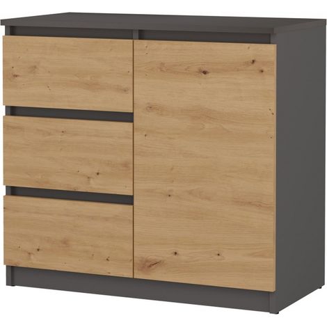 DUNJA - Aparador 1 puerta 3 cajones - Dimensiones 80x40x75 cm - Almacenaje salón - Estilo moderno (1/4)