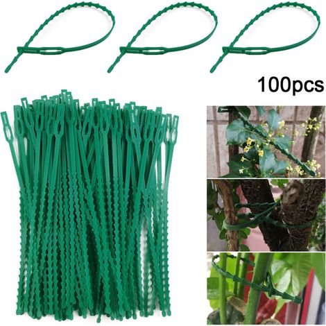 Lot de 100 Liens Réglables Jardin 22 cm – Attaches Plastique Réutilisables pour Plantes et Vignes (1/5)