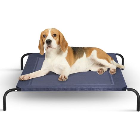 Lit panier pour chien surélevé 110 x 80 x 18 cm capacité 40 kg facile à transporter design moderne en fer gris