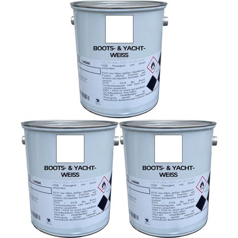 3x 5 Liter Premium Bootslack Yachtlack Schiffslack Bootsweiß Weiß (1/3)