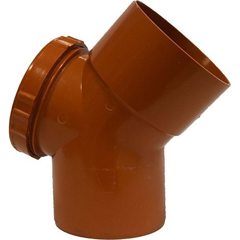 Curva 45° con tappo per ispezione in pvc : Colore - Ral 8023, Diametro - 160 (con tappo Ø125)