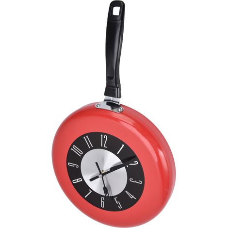 Horloge murale en forme de poêle à frire, en aluminium, pour la cuisine, la salle à manger ou le bar. (1/5)
